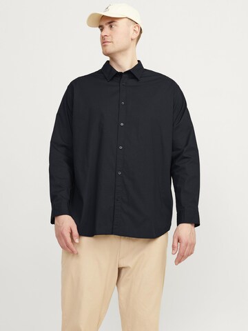 Jack & Jones Plus Slim Fit Hemd in Schwarz: Vorderseite