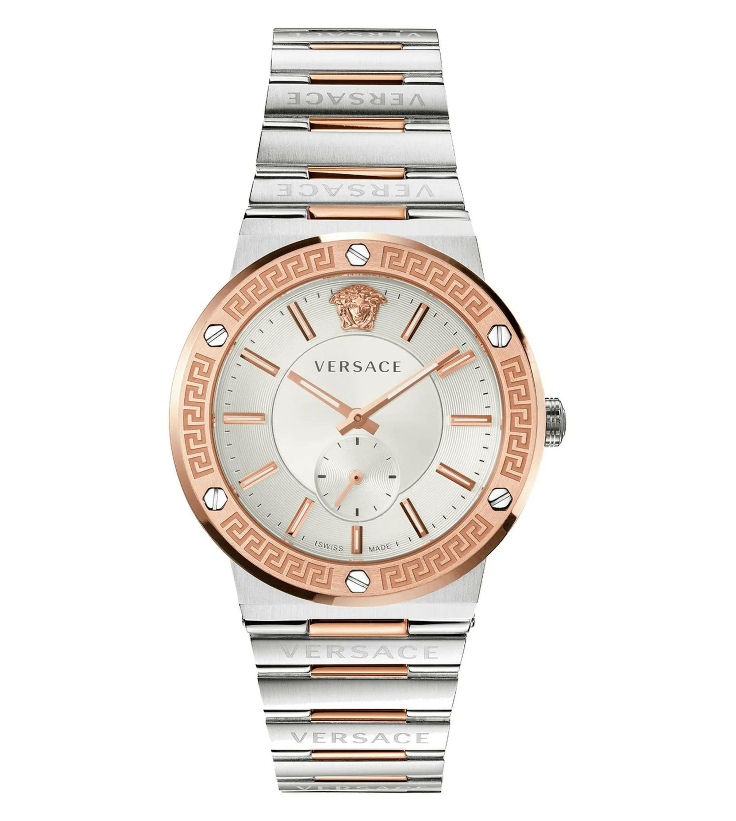VERSACE Analoguhr 'Greca Logo' in rosegold / silber, Produktansicht