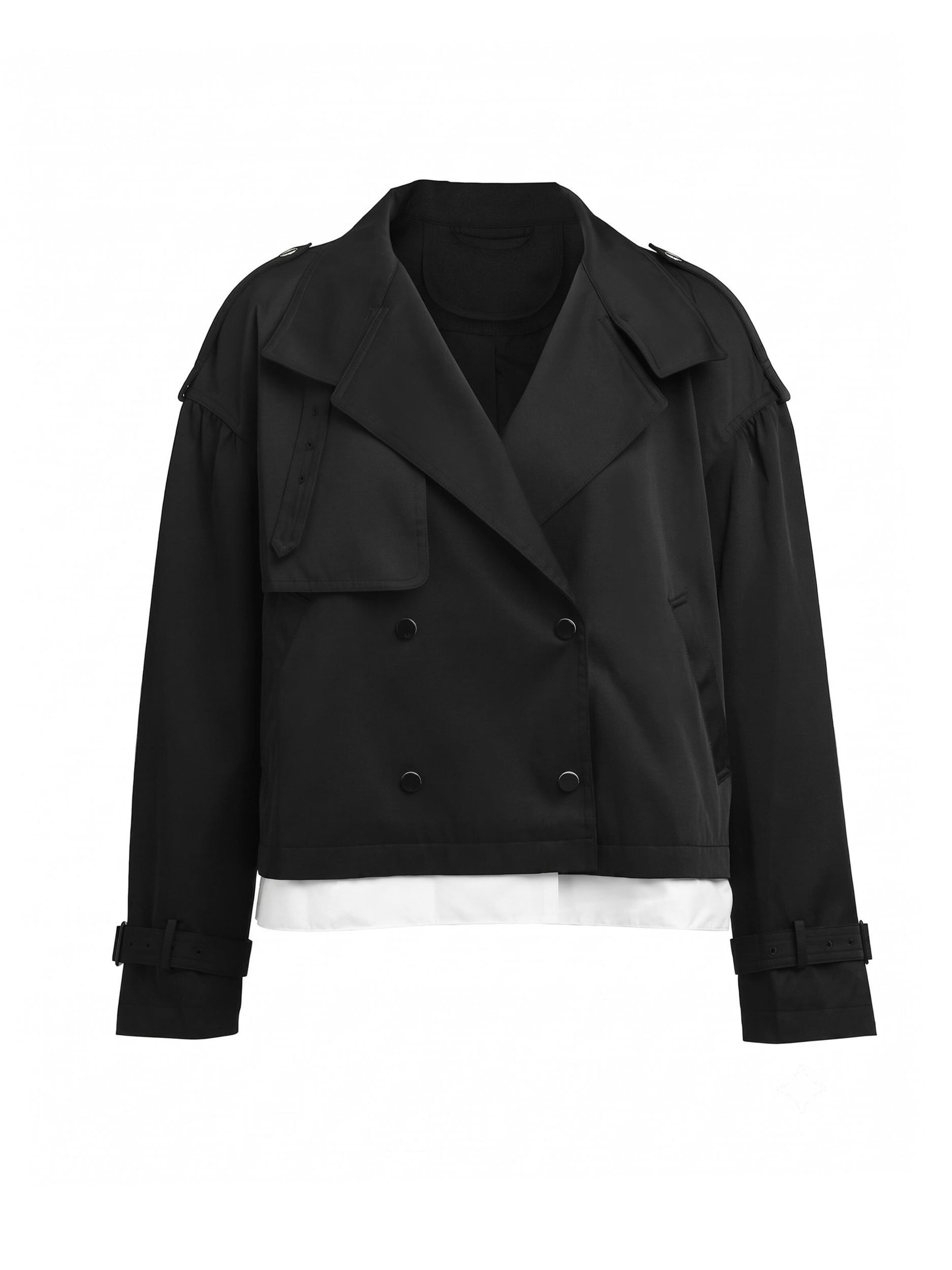 TorWeit Between-Seasons Coat 'Double-breasted cropped trench coat' in L in Black, Item view