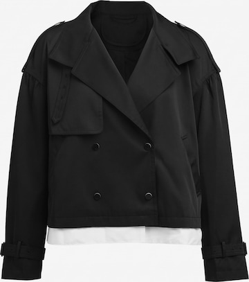TorWeit Between-Seasons Coat 'Double-breasted cropped trench coat' in Black: front