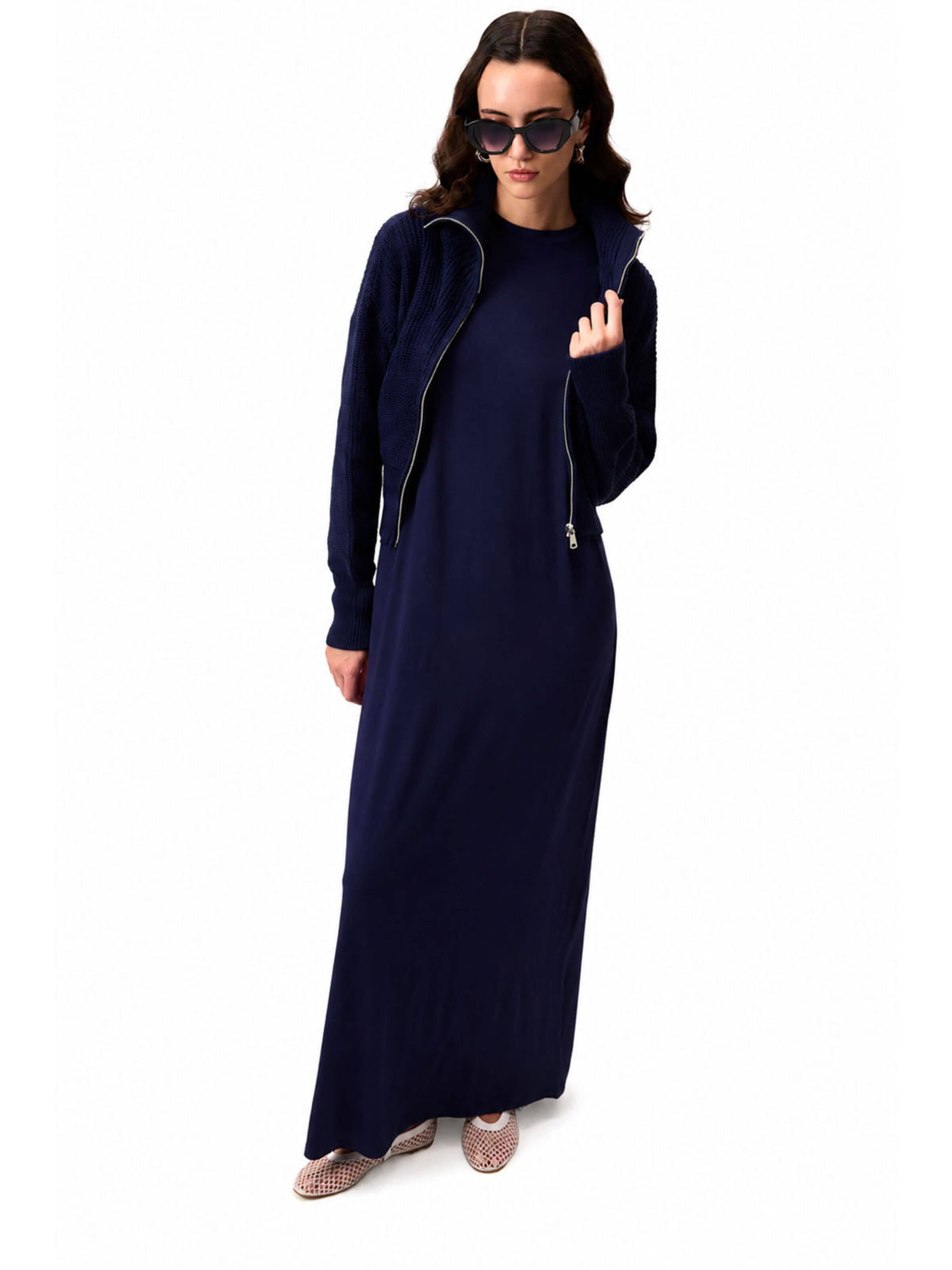 Robe 'Basic Viscose Dress' Touché Privé en bleu : devant
