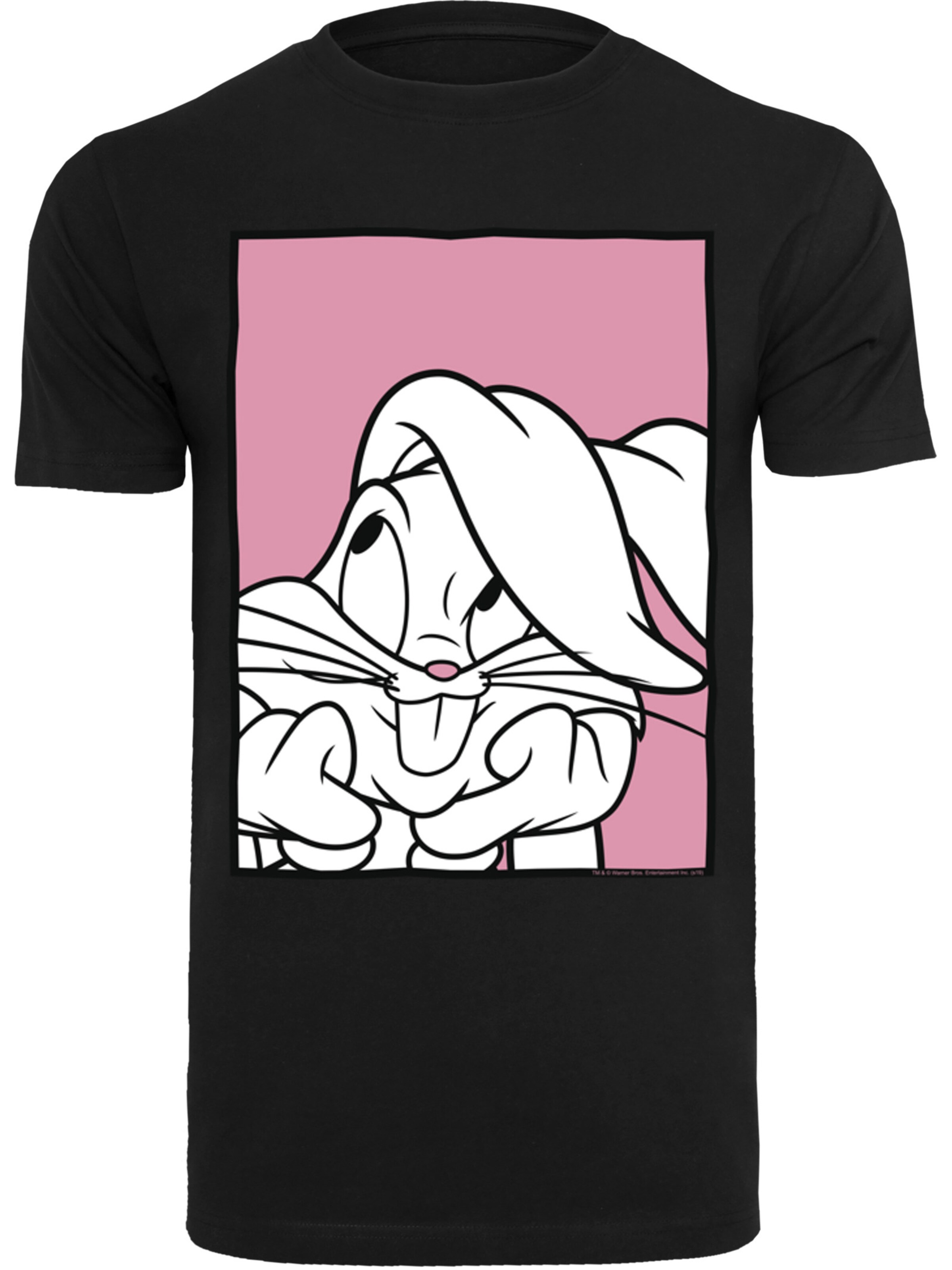 Maglietta 'Looney Tunes Bugs Bunny Adore' di F4NT4STIC in nero: frontale