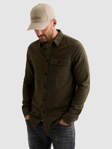 PME Legend Regular fit Button Up Shirt 'Shirt with two-tone herringbone texture' in Green