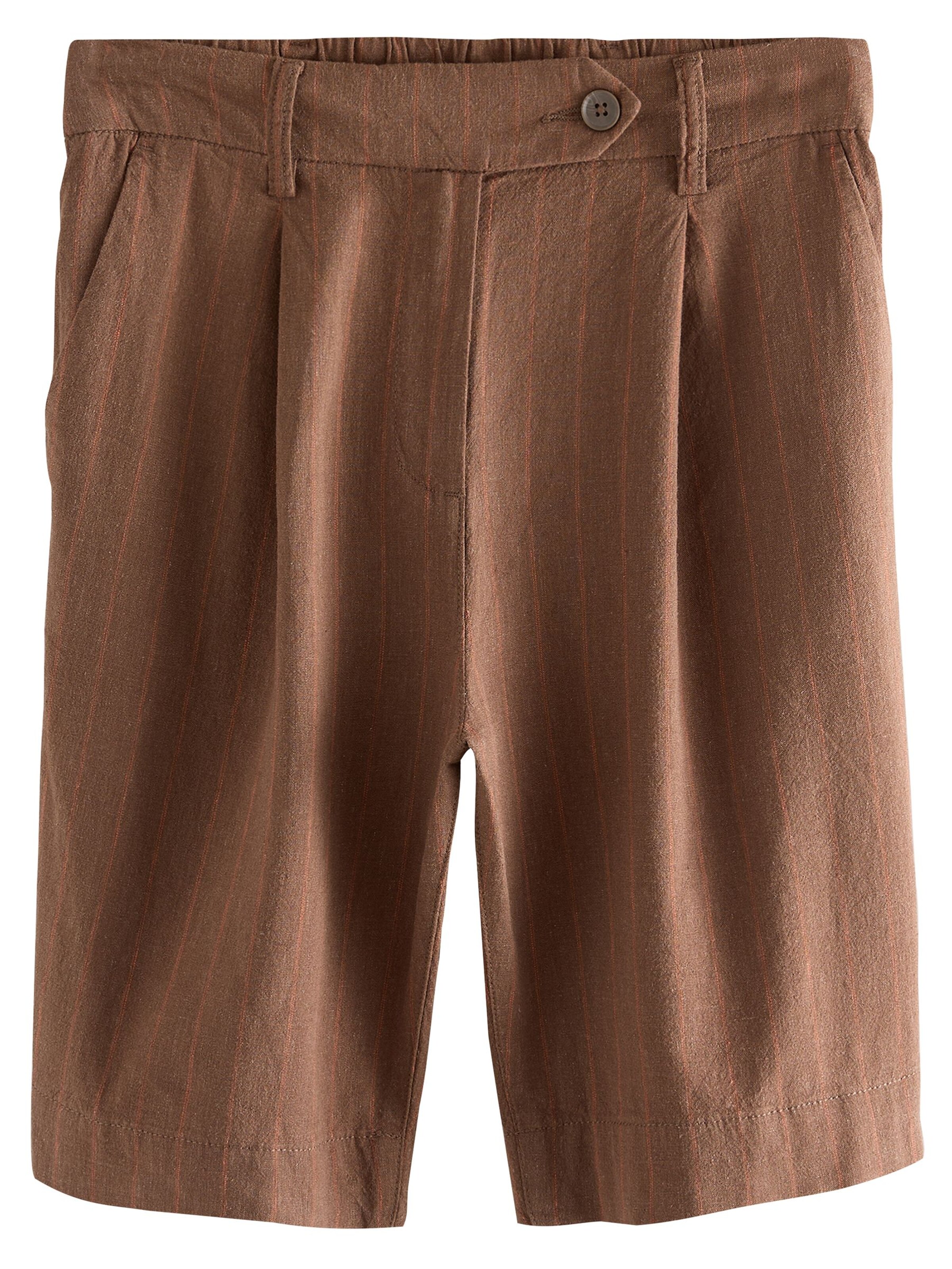 Next Normální Kalhoty se sklady v pase – hnědá: přední strana