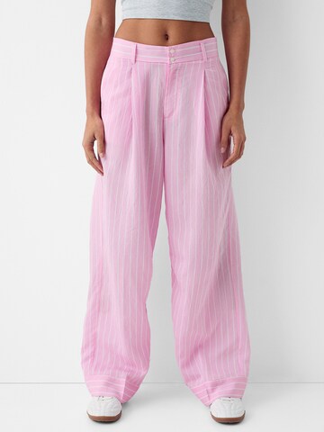 Bershka Regular Панталон с набор в розово: отпред
