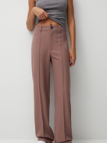 Wide leg Pantaloni con piega frontale di Pull&Bear in rosa: frontale