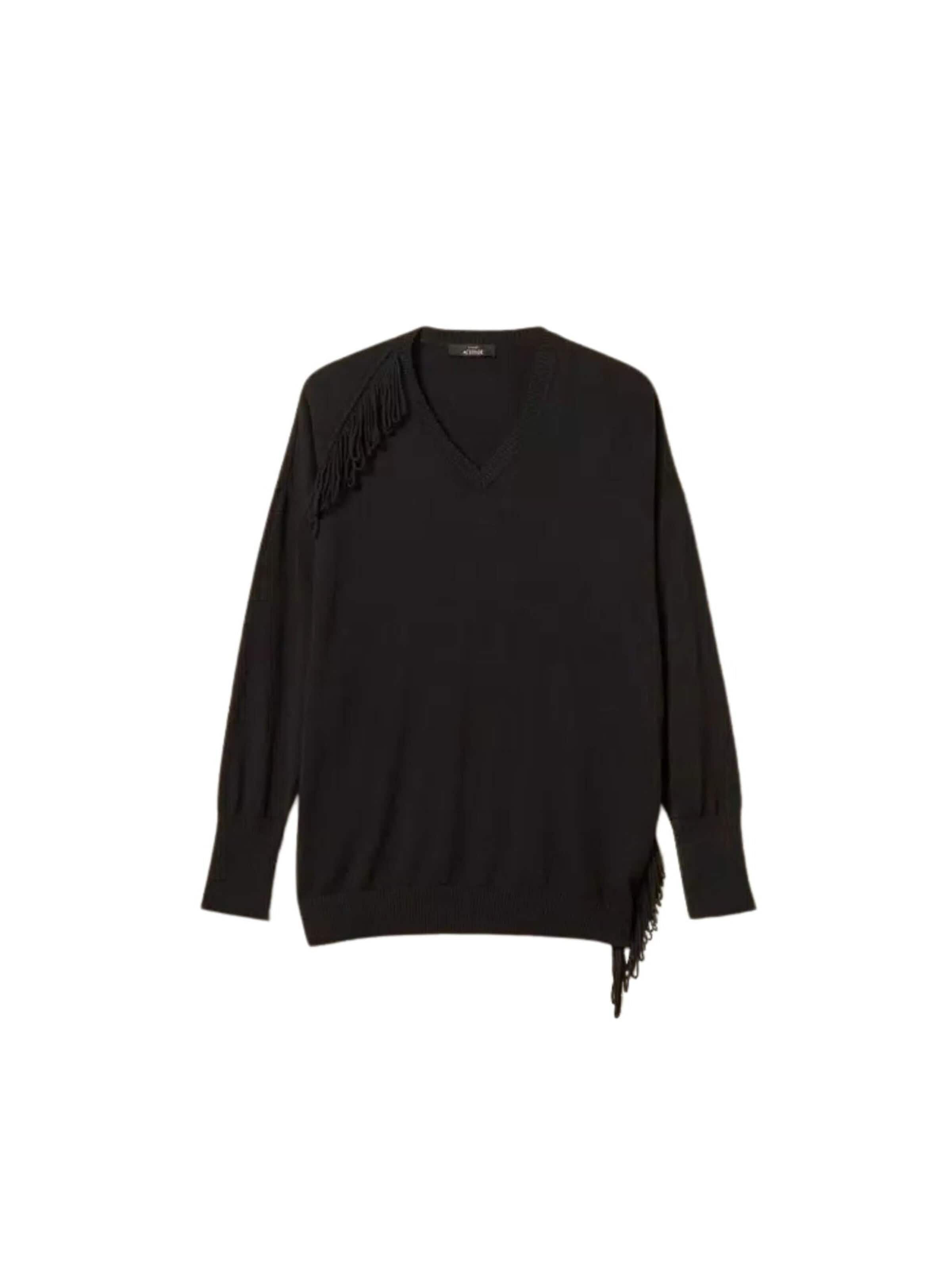 Pull-over 'Actitude fringe knit top' Twinset en noir : devant