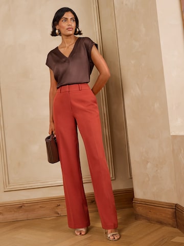 love & roses - Pierna ancha Pantalón de pinzas en marrón