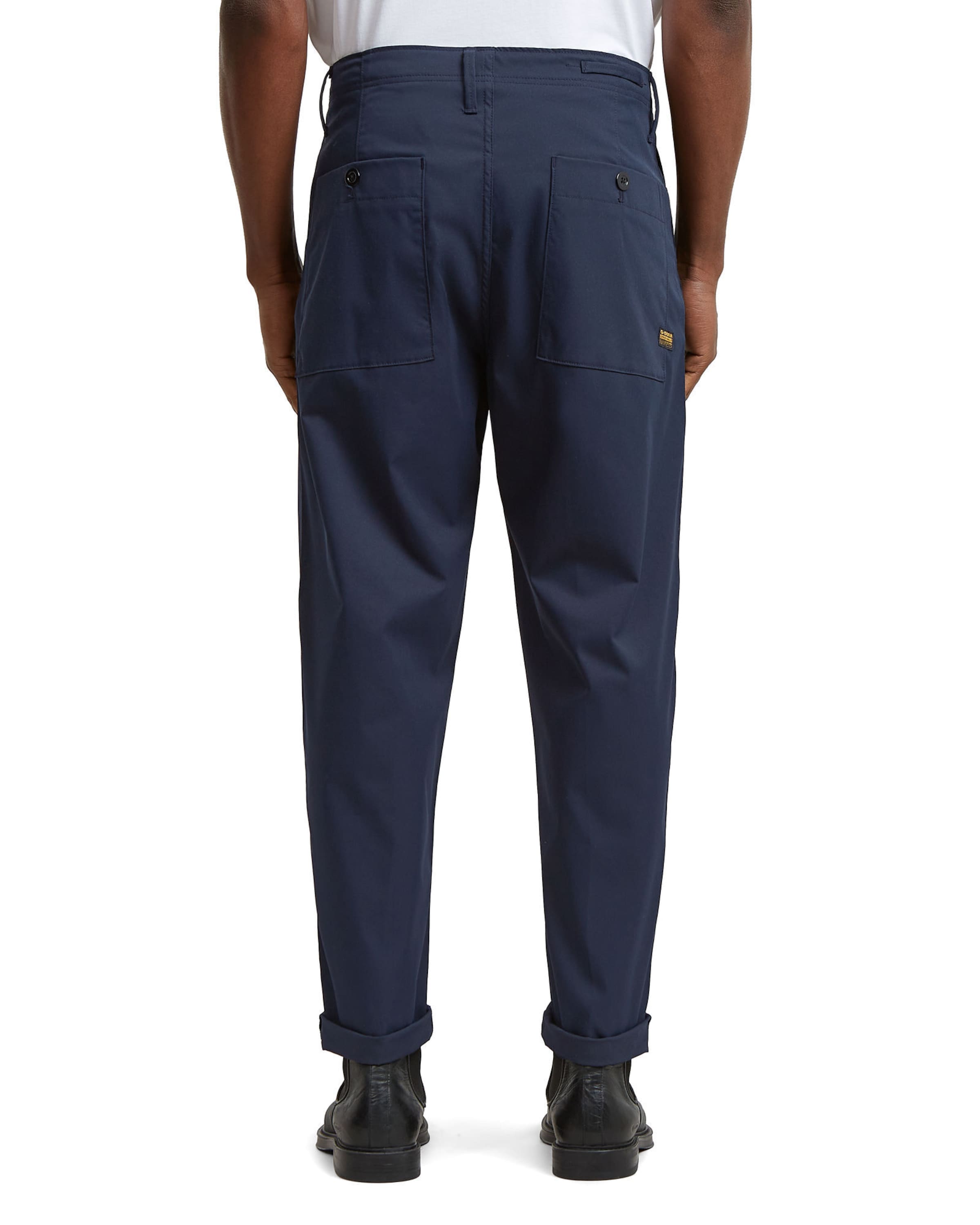 G-STAR Tapered O 5 pockets-'Pleated Chino Relaxed Tapered' in Blau