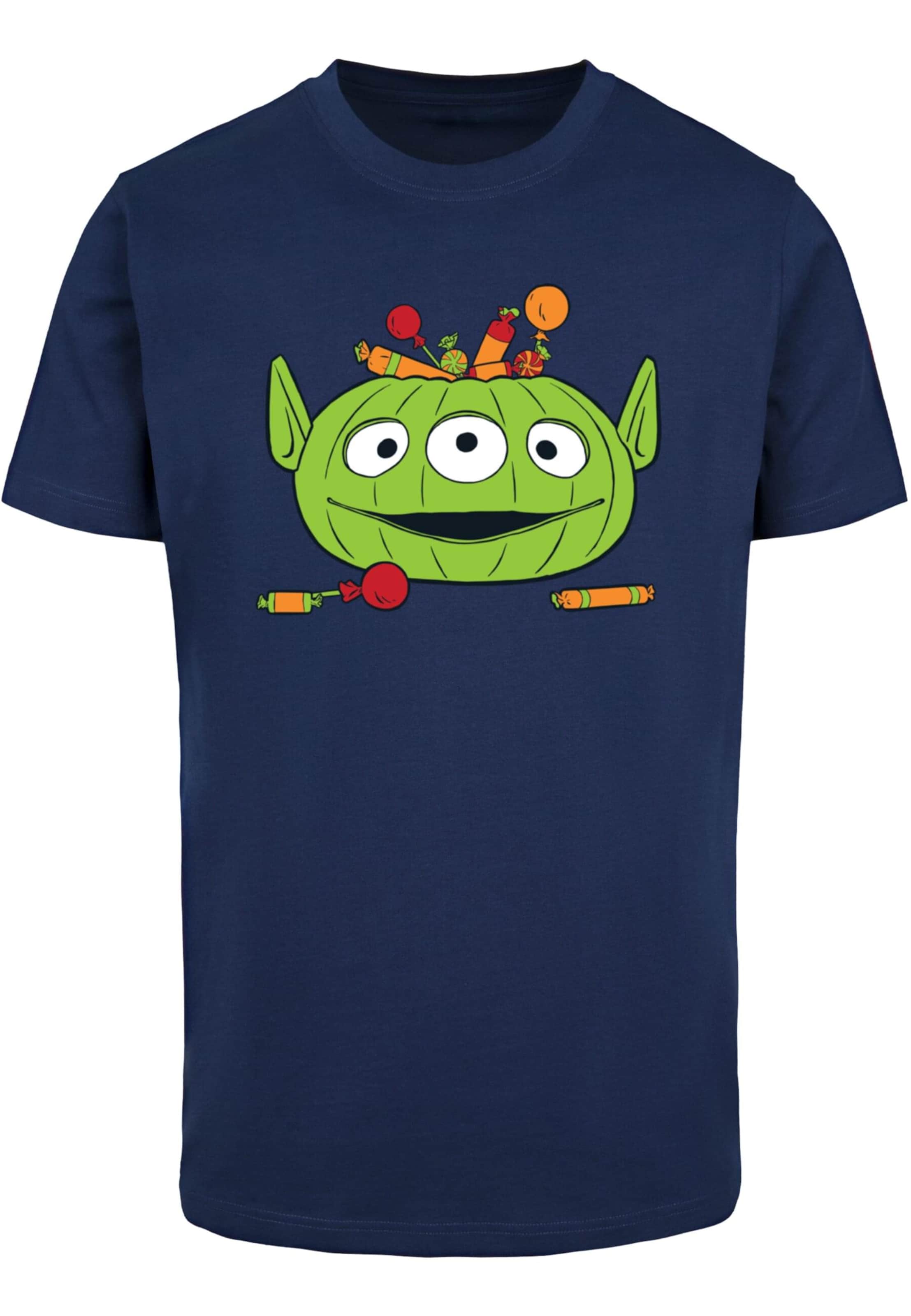 ABSOLUTE CULT Shirt 'Toy Story - Alien Halloween Pumpkin' in Blauw: voorkant