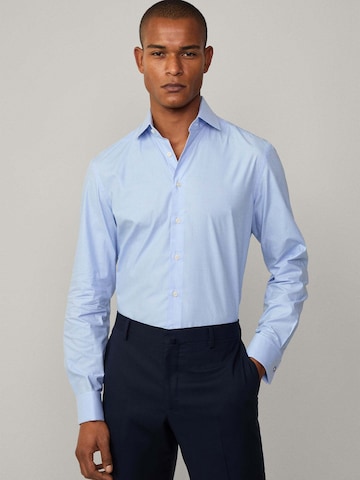 Hackett London Regular Fit Hemd 'Mini Gingham' in Blau: Vorderseite