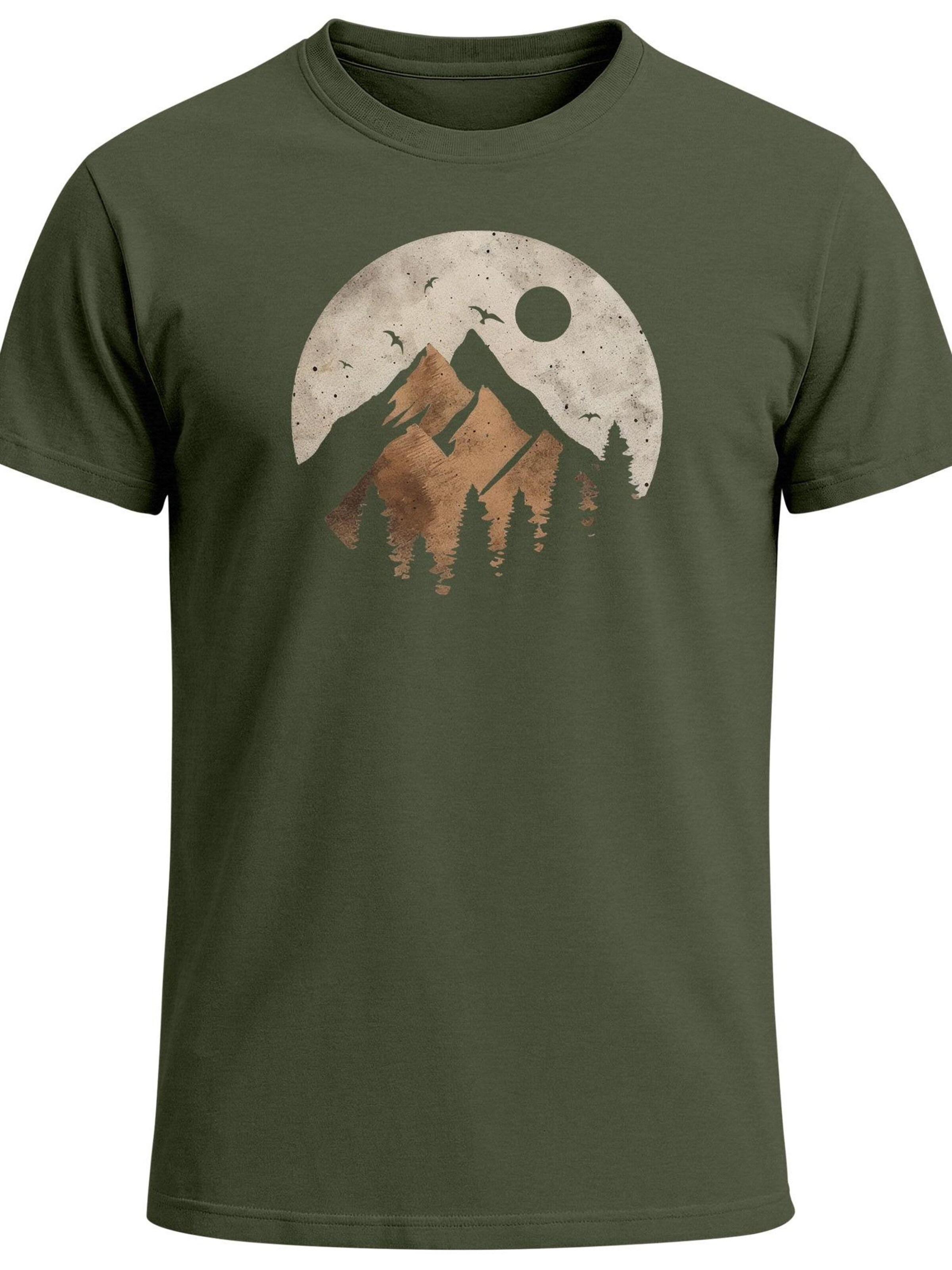 Neverless Shirt 'Mountain Scape' in Green