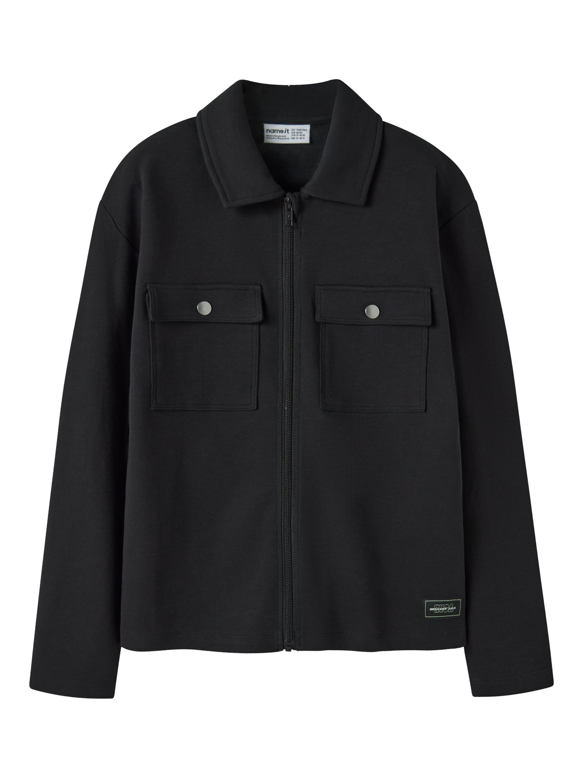 NAME IT - Sudadera con cremallera en negro: frente