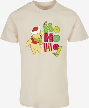ABSOLUTE CULT Shirt 'Winnie The Pooh - Ho Ho Ho Scarf' in Beige: voorkant