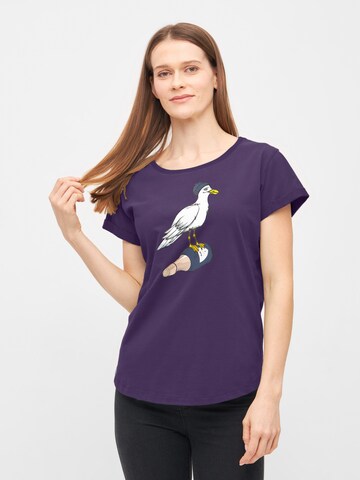 Derbe T-Shirt 'Sturmmöwin' in Lila: Vorderseite
