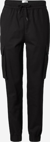ABOUT YOU x Jaime Lorente Tapered Cargo Pants 'Adriano' in Black: front