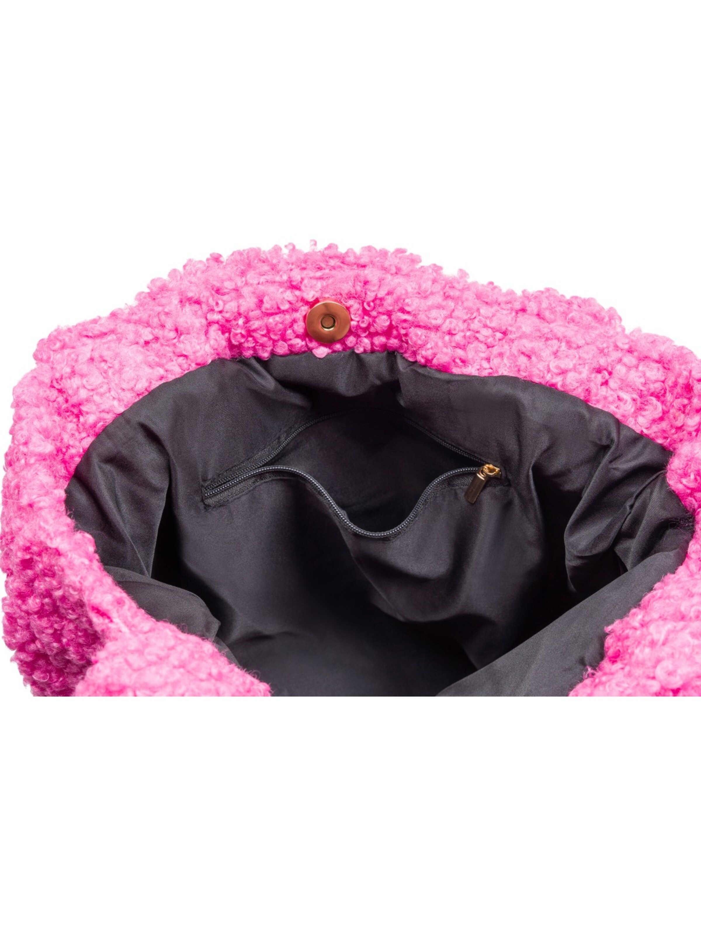 styleBREAKER Schultertasche 'Teddyfell Beuteltasche'‌‌ in Pink