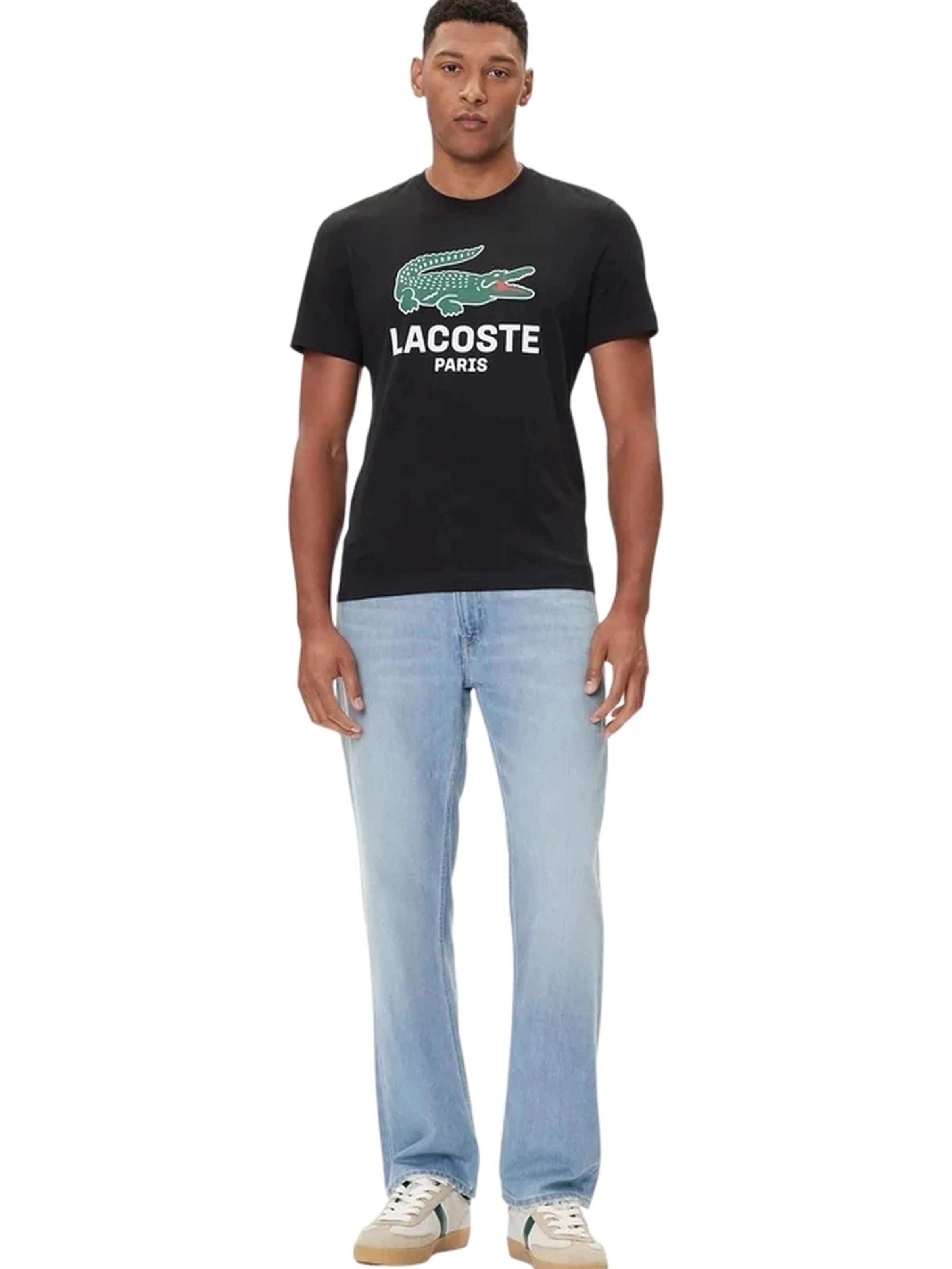 LACOSTEMajica 'Camiseta lacoste negra big chest croco crewneck tee' - crna boja
