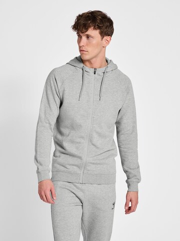 Hummel Zip-Up Hoodie 'Red' in Grey: front