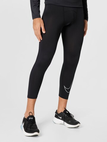 NIKE Skinny Sportunterhose in Schwarz: predná strana