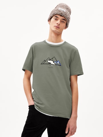 ARMEDANGELS Shirt 'JAAMES PIXXEL MOUNTAIN' in Green: front
