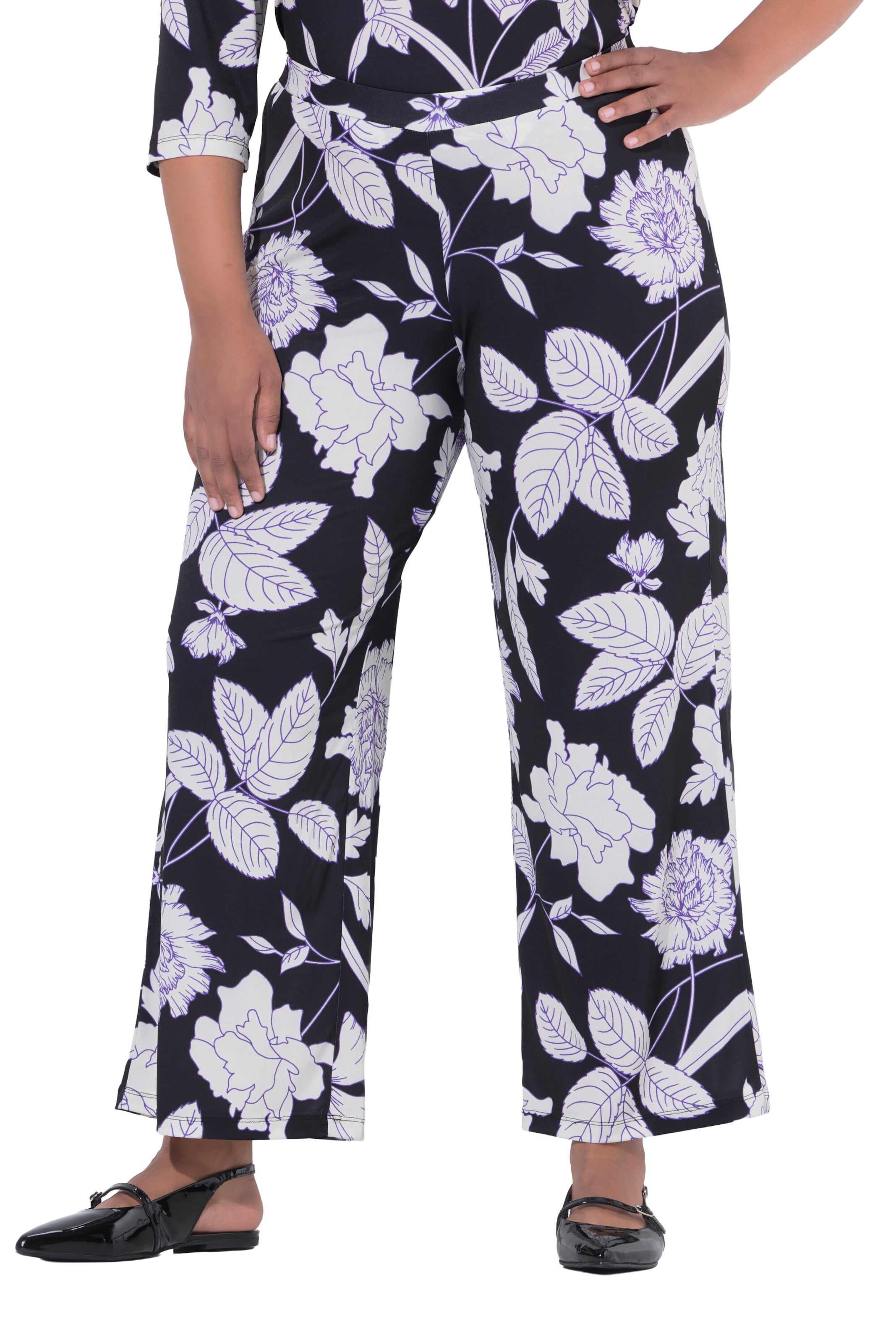 Ulla Popken Regular Broek in Zwart: voorkant