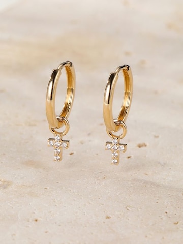 Dear Me Earrings 'Faith Charm Hoops' in Gold