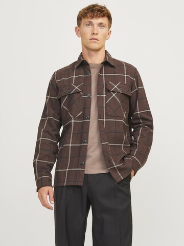 JACK & JONES Comfort fit Button Up Shirt 'JPRRaymond' in Brown: front