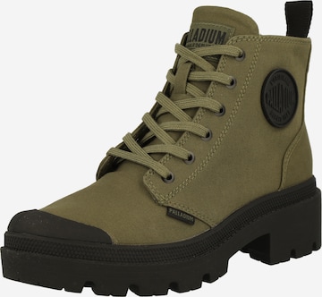 Palladium Lace-Up Ankle Boots 'BASE TWILL' in Green: front