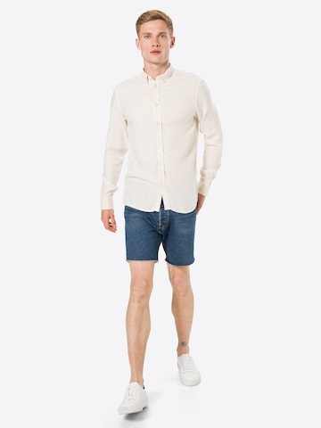Les Deux جينز مضبوط قميص 'Christoph' بلون أبيض