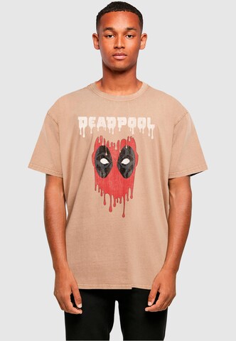 ABSOLUTE CULT Shirt 'Deadpool - Dripping Head' in Beige: voorkant