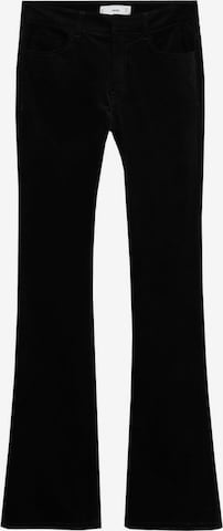 MANGO Rozkloszowany krój Spodnie 'Velvet' w kolorze czarny: przód
