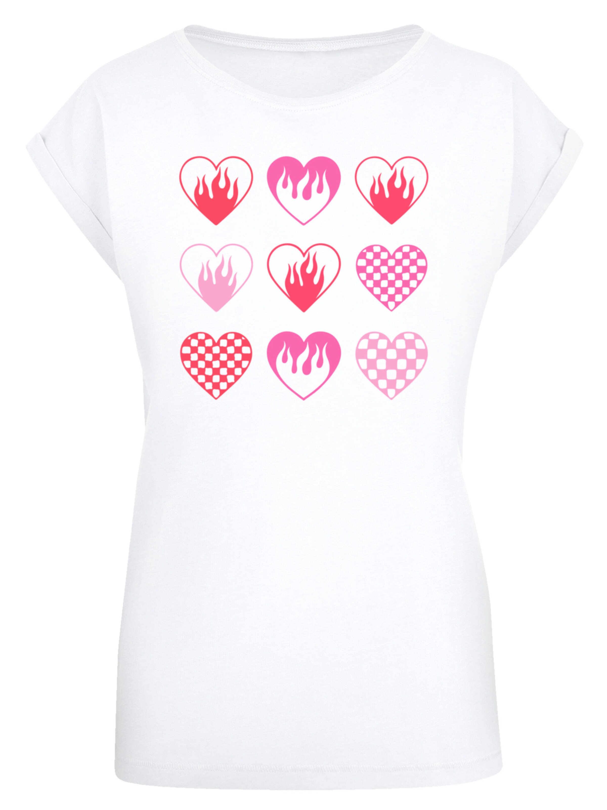 T-shirt 'Internationaler Frauentag: Herzen In Flammen' F4NT4STIC en blanc : devant