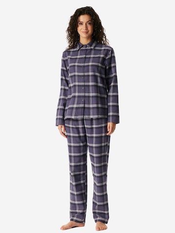 SCHIESSER Pyjama 'Selected Premium Warming' in Blau: Vorderseite