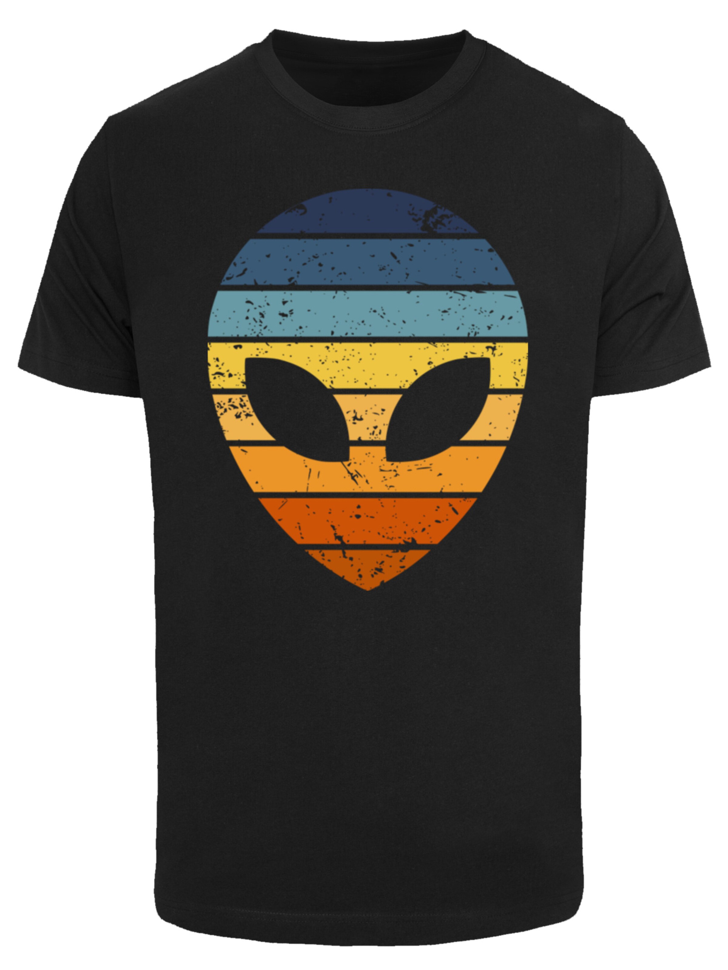 T-Shirt 'Alien Sonnenuntergang Retro' F4NT4STIC en noir : devant