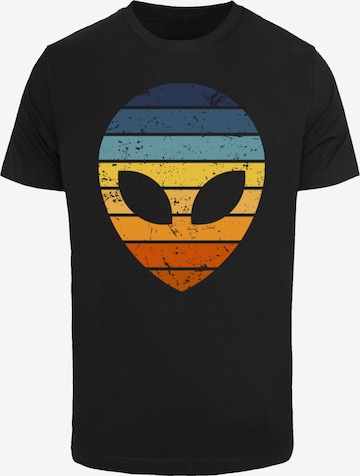 T-Shirt 'Alien Sonnenuntergang Retro' F4NT4STIC en noir : devant
