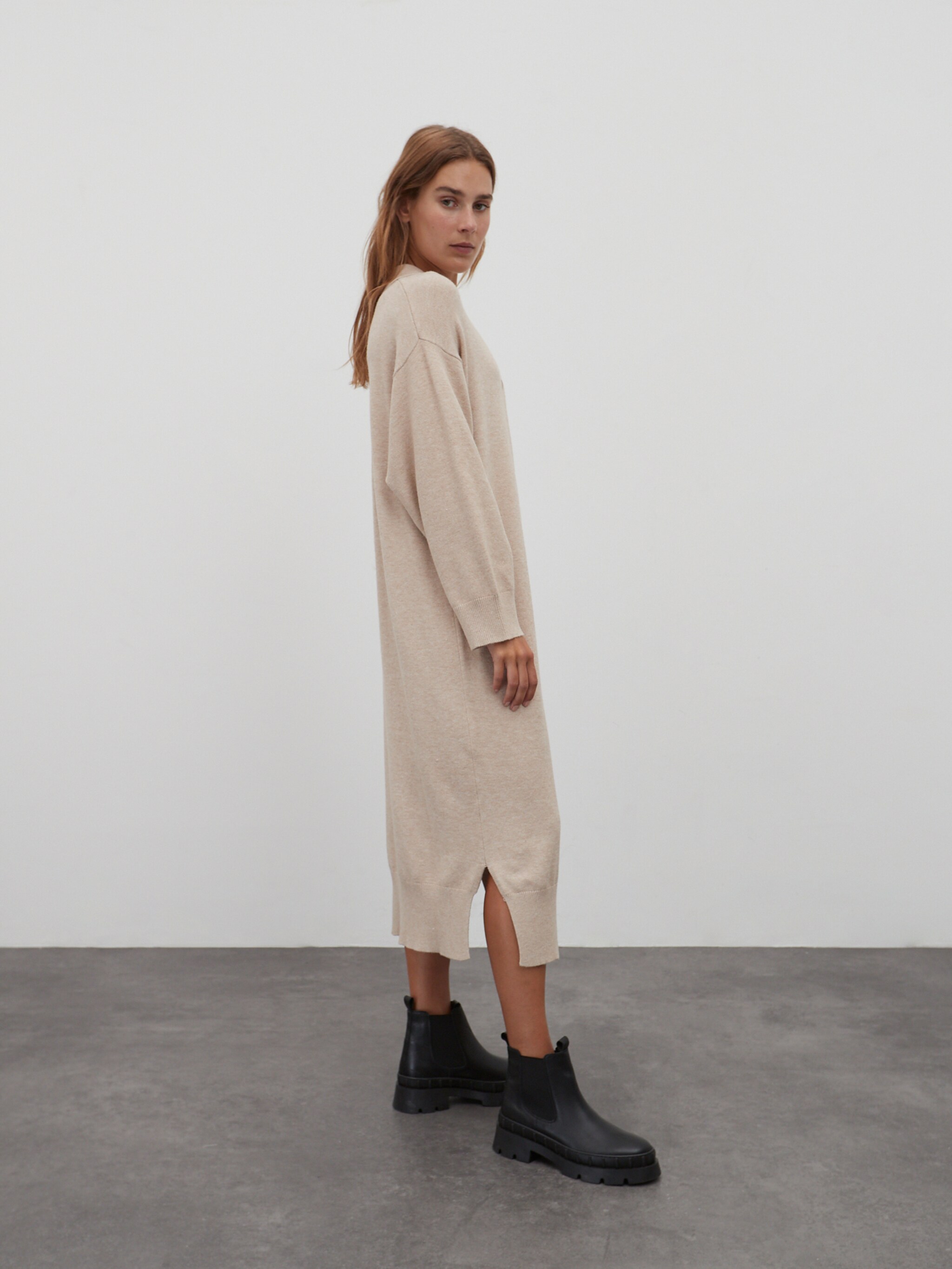 EDITED Producten Gebreide jurk 'Dorothea' Beige