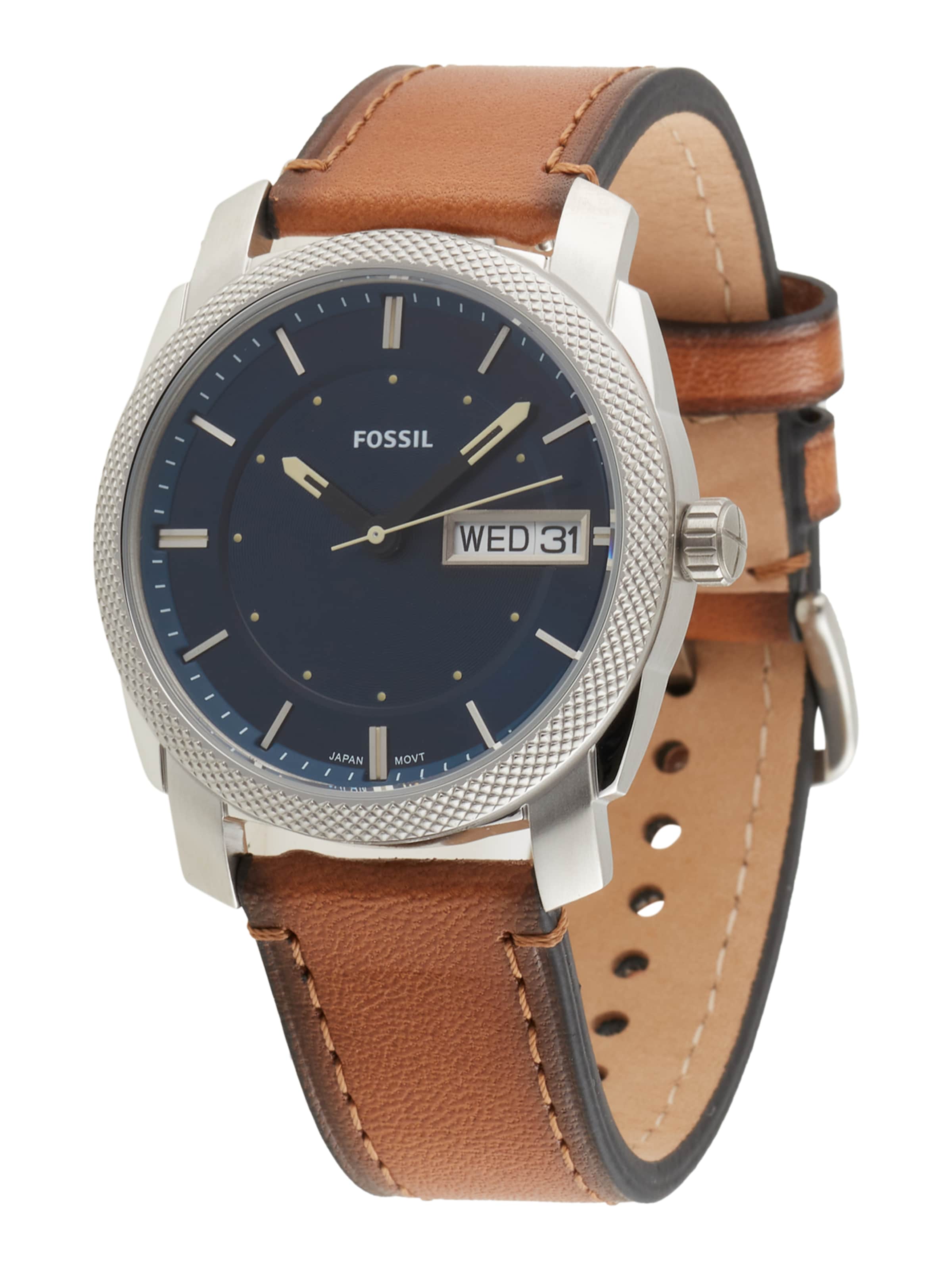 FOSSIL Analoguhr in marine / braun / silber, Produktansicht