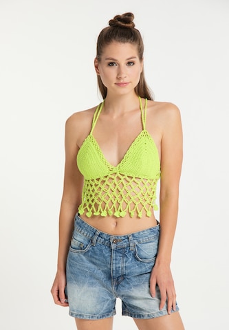 MYMO Knitted Top in Green: front