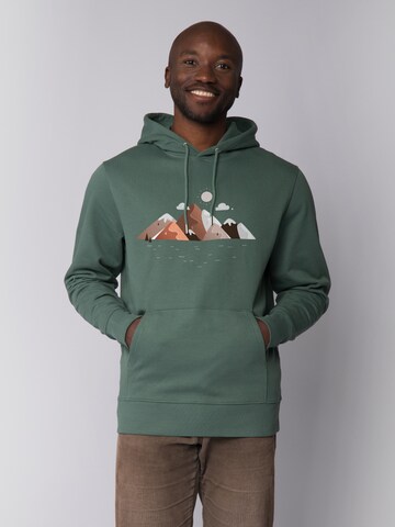 Watapparel Sweatshirt 'Mountains & Moon' in Green: front