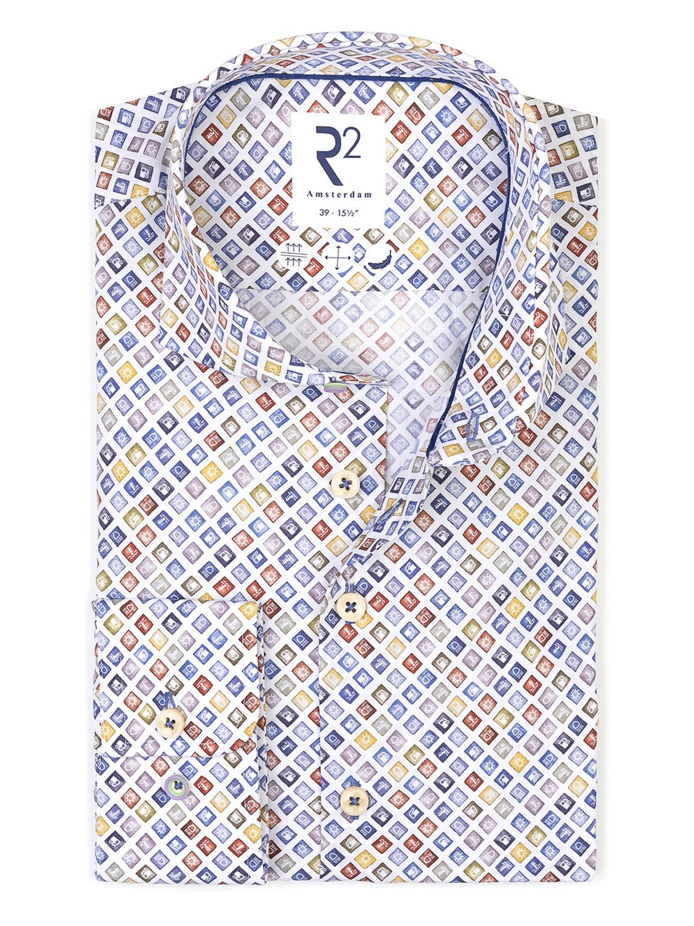 R2 Amsterdam Regular Fit Hemd‌‌‌‌ in Blau: Vorderseite