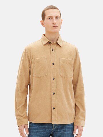 Fit confort Chemise TOM TAILOR en beige : devant