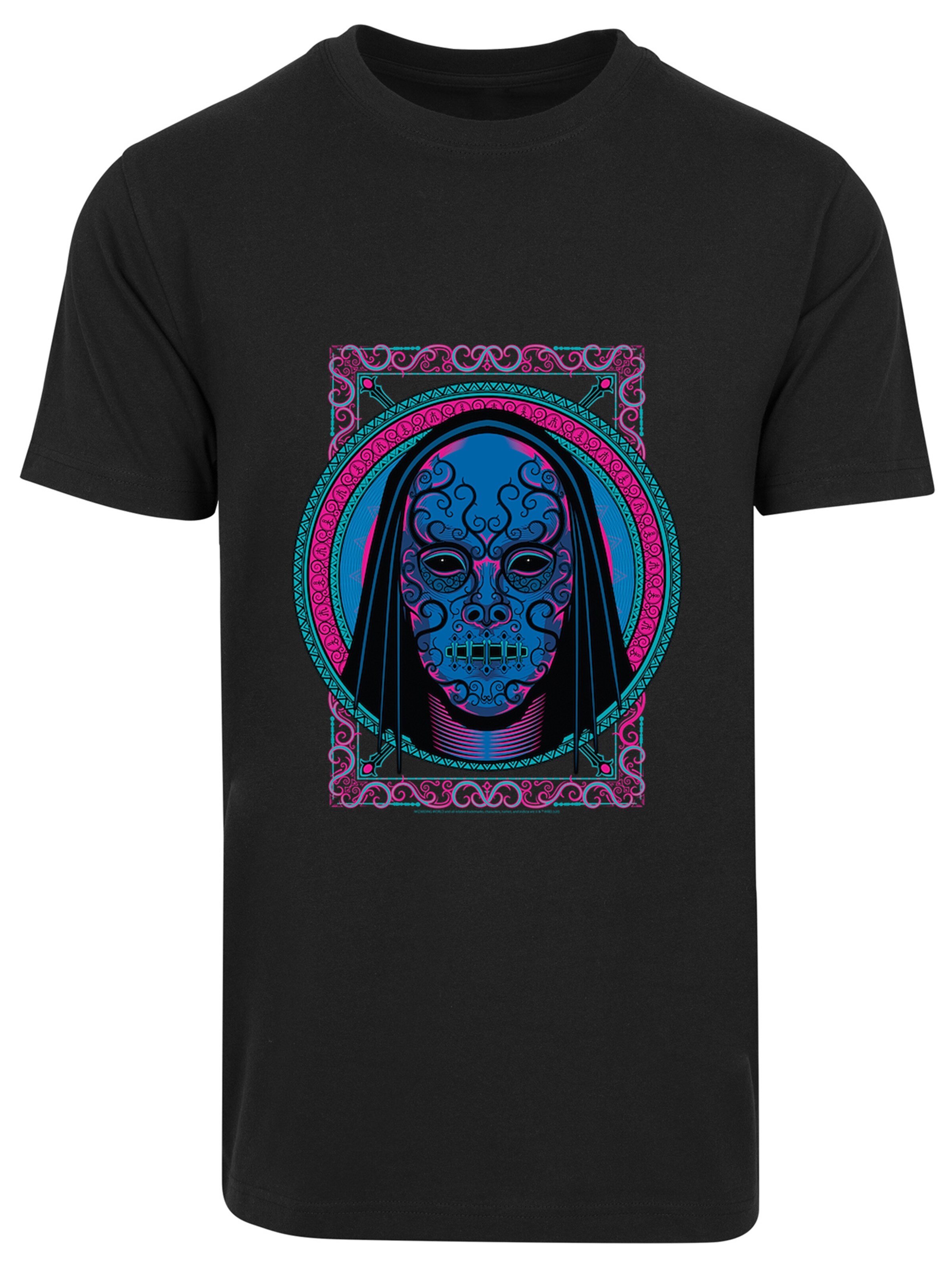 F4NT4STIC Shirt 'Harry Potter Neon Death Eater Mask' in Black: front