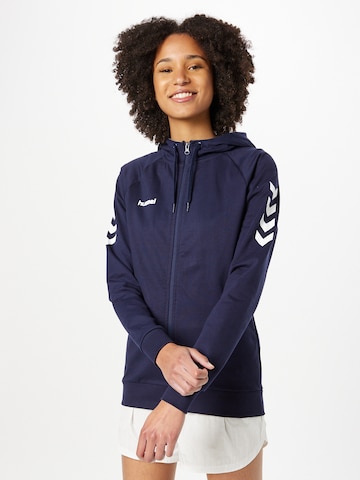 Hummel Athletic Zip-Up Hoodie in Blue: front