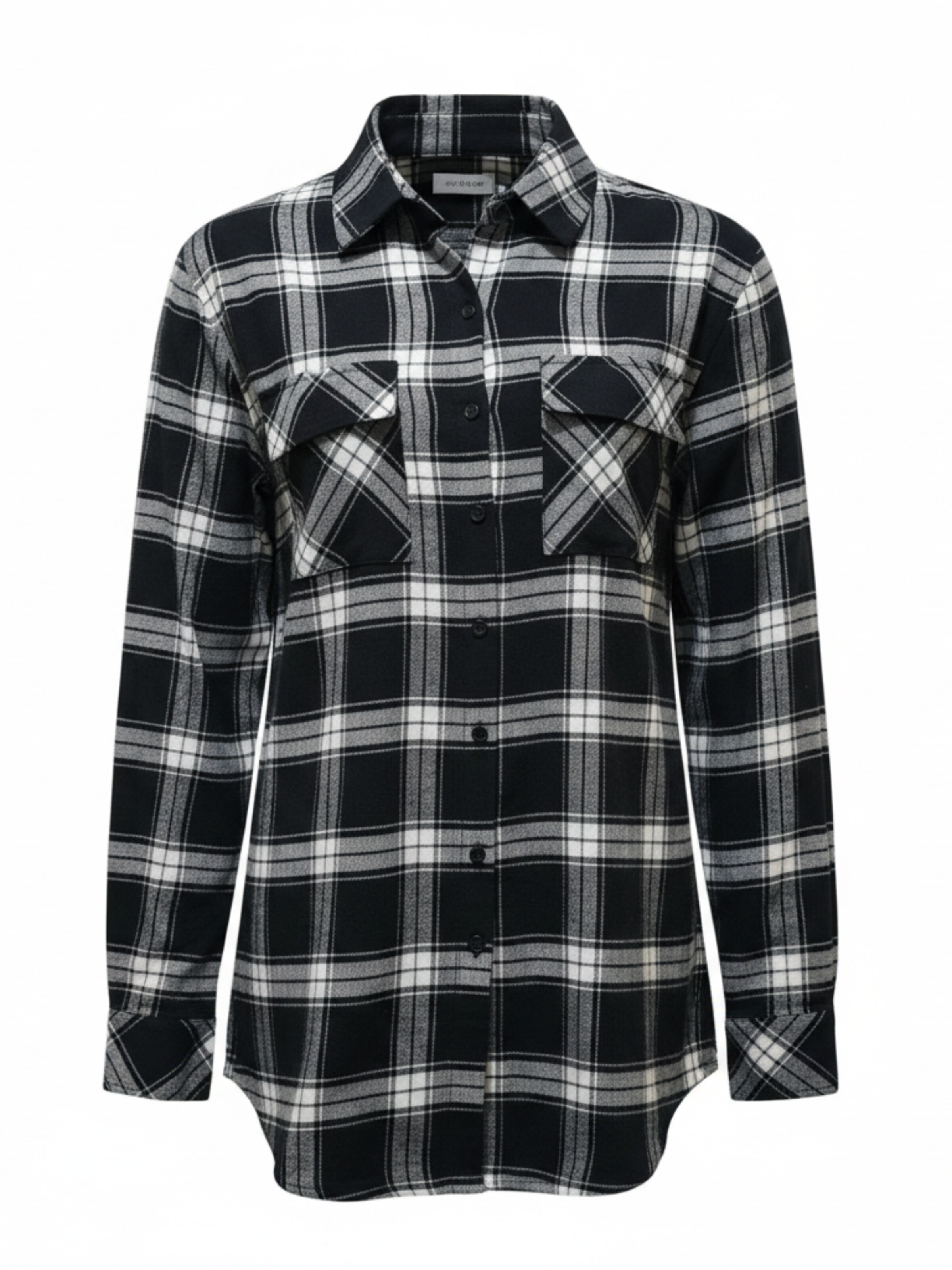 Radwa Bluse 'Radwa Women’s Plaid Flannel' i sort: forside