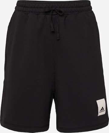 melns ADIDAS SPORTSWEAR Standarta Sporta bikses 'Lounge Fleece': no priekšpuses