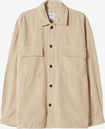 Bershka Comfort fit Button Up Shirt in Beige: front