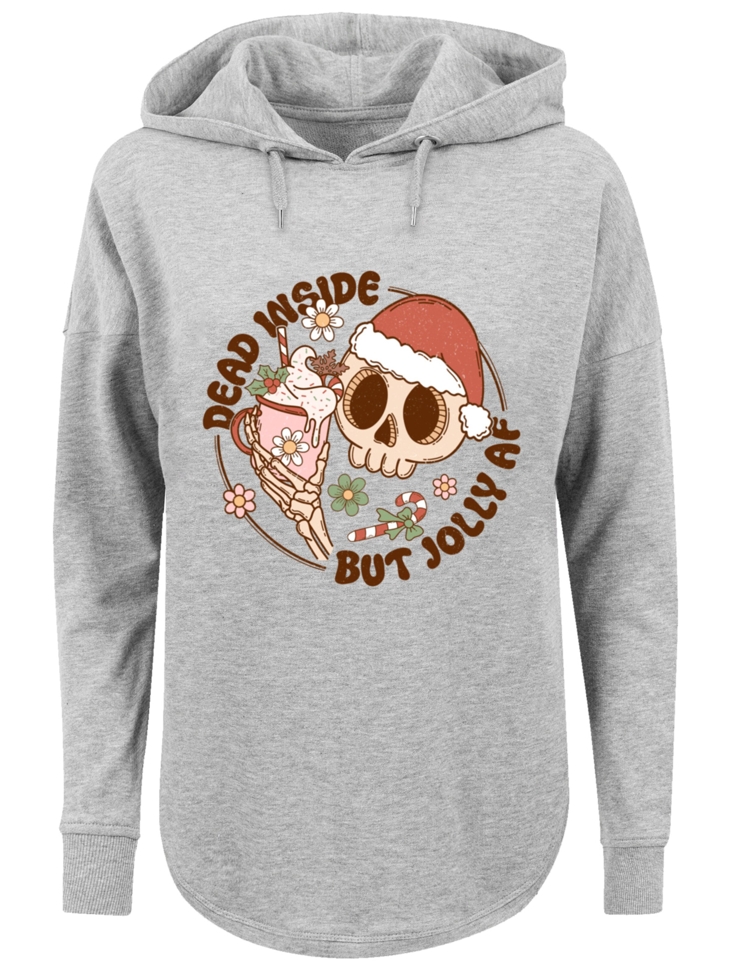 Sweat-shirt 'Dead inside but jolly AF Christmas' F4NT4STIC en gris : devant
