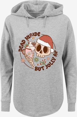 F4NT4STIC Sweatshirt 'Dead inside but jolly AF Christmas' in Grijs: voorkant