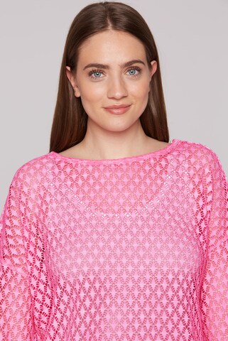 Soccx Langarmshirt mit Ajour-Muster in Pink